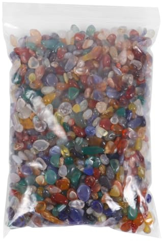 ERINGOGO Colorful Agate Tumbled Stone Aquarium Gravel Decoration 300g, Natural Crystal Quartz Pebble Stone 5-7mm for Fish Tank, Vase Filler Gravel and Plant Pot Ornament