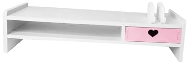 KiBcsLic Monitors Stand Riser, Desktop Organizer Computer Heightened Shelf Office Supplies Sturdy Support Computers Stand for Computer, 1 Pink Drawer