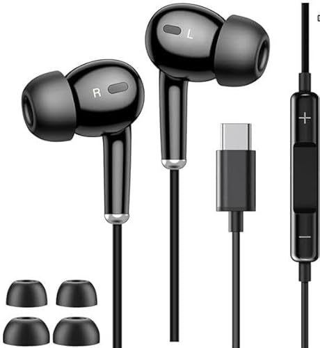 USB C Earphones For Google Pixel 11 10 9 8 7 6 5 Type C Headphones Wired | Pixel 11 Pro, 11 Pro XL Fold 10a 9a 8a Type c In-Ear Earphones Volume Control HiFi Stereo Earbuds MP3 Players Noise Isolating