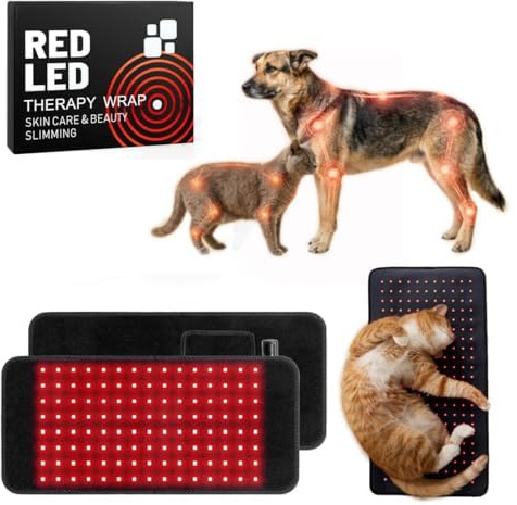 Micmetago Infrarotlampe Rotlichtlampe für Hunde & Katzen, flexible Infrarot Matte & Gürtel, 660 nm Rotlicht Therapiegerät zur Schmerzlinderung, Gelenke, Muskeln, Regeneration zu Hause