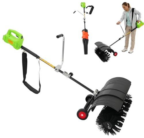 DHQCQL Spazzatrice elettrica 2 in 1 con ventilatore e ruote ausiliarie, 1300 W, 9000 giri/min, spazzaneve silenziosa per esterni, erba artificiale, strade