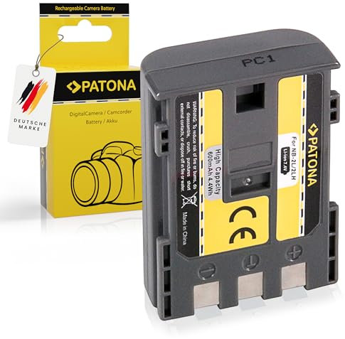 PATONA NB-2L Akku 600mAh Ersatzakku kompatibel mit Canon EOS 350D 400D PowerShot G7 G9 S40 S50 S60 S70 S80 ZR950 ZR960 HG10 HV40 MD265 MV930 MV950 MV940 MV960 Rebel XT XTI Power Shot NB2L NB 2L NB-2LH