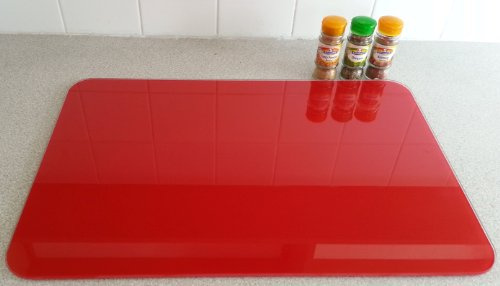 Extra Large Red Smooth & Flat Float Glass Worktop Saver - 60 x 40cm by Pearl Glass