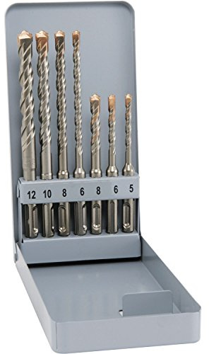 ALPEN Hammerbohrer SET F4 Forte 7-teiliger Satz (ø 5, 6, 8 mm, Länge 110 mm, ø 6, 8, 10, 12, Länge 160 mm, SDS-plus, 2 Schneiden, Länge 250 mm, Bohrer für Naturstein, Mauerwerk, 4-fach-Stufenprofil, Hartmetallplatte) 500007100
