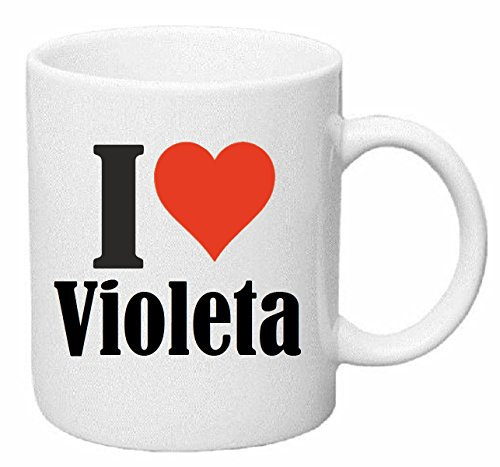 Reifen-Markt Kaffeetasse I Love Violeta Keramik Höhe 9,5cm ? 8cm in Weiß