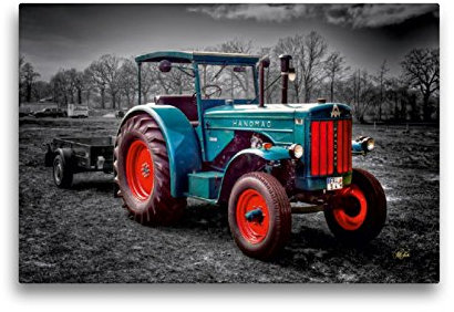 Premium Textil-Leinwand 45 x 30 cm Quer-Format Oldtimer Traktor Hanomag | Wandbild, HD-Bild auf Keilrahmen, Fertigbild auf hochwertigem Vlies, Leinwanddruck von Peter Roder