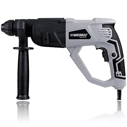 Werku WK402240, Taladro Martillo Demoledor, Calidad Profesional, Potencia 1050 W, Energía Impacto 3 J, Portabrocas SDS-Plus, Incluye Maletín, 3 Brocas Hormigón, Cincel y Puntero