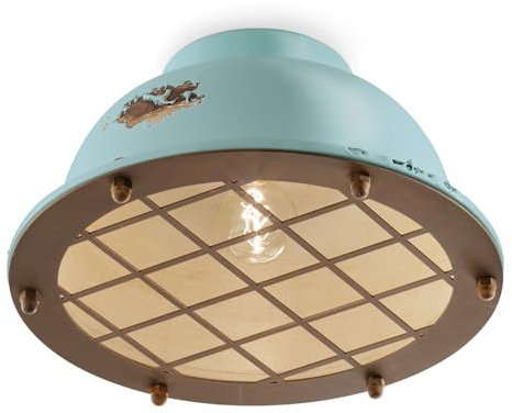 Industrial Keramik Deckenleuchte in Vintage Light Blue VIA blau hell | Handgefertigt in Italien | Deckenlampe Retro Vintage Dimmbar | Lampe E27