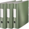 Leitz Qualitäts-Ordner 180° Active Style in gebürsteter Alu-Optik, A4, Runder Rücken, 8,2 cm Breite, Gummibandverschluss (3er Pack, Seladon-Grün)