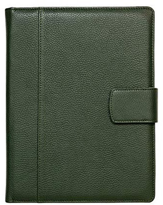 Portadocumenti in 100% Vera Pelle Pieno Fiore Martellata - Fatto a Mano in Italia da Esperti Artigiani - Spazioso e Sicuro, Perfetto per Riunioni e Lezioni - con Chiusura Magnetica - Verde Scuro