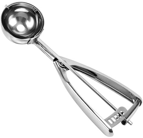 Large Cookie Scoop. 3 Tbsp Cookie Scoops for Baking, Cookie Dough Scoop, Cupcake Scoops, 2 3/32 inches / 53 mm Ball, 18/8 Stainless Steel, Secondary Polishing