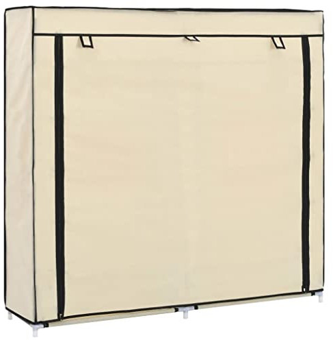vidaXL Schuhschrank mit Abdeckung 5-Ebenen Schuhregal Schuhständer Schuhablage Stoffschrank Schuhaufbewahrung Schuhorganizer Cremeweiß 115x28x110cm Stoff