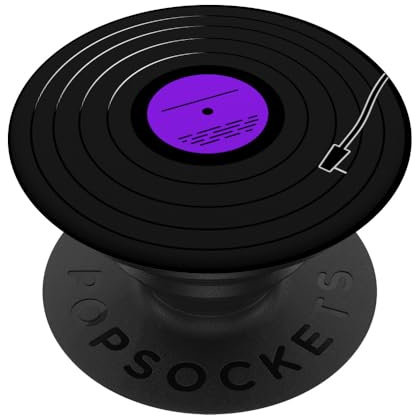 Retro Vinyl Record LP Art Purple Violet Lilac Design PopSockets Adhesive PopGrip