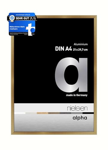 nielsen Bilderrahmen, 21 x 29,7 cm (A4), Aluminium, Amber matt, Dokumentenrahmen zum Aufhängen im Hoch- & Querformat, Echtglas, Alpha