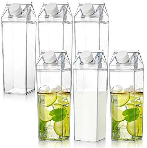 Yarlung 6 Stück Plastik Milchbox 500ml Wiederverwandbar Milchkarton Saftflasche für Sport, Reisen, Camping-Aktivitäten, BPA-frei