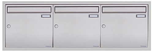 3er 3x1 Edelstahl Unterputz Briefkastenanlage Basic Plus 382XU UP - Edelstahl geschliffen - 3 Parteien