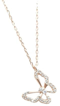 AIWEIYER Halskette Schmuck Ketten Frauen Herren Halskette 925 Sterling Silber Hohler Schmetterling Halskette Für Frauen Licht Luxus Zirkon Schlüsselbein Kette Schmuck Geschenke Rosegold