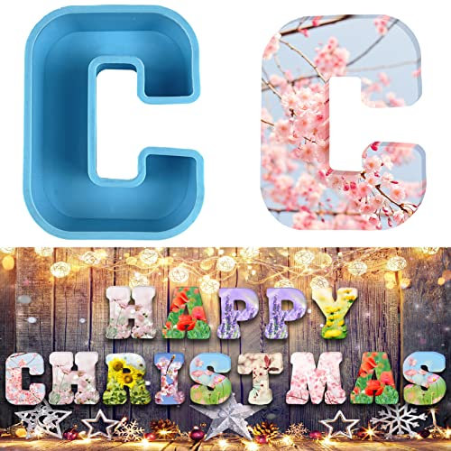 Moule en silicone 3D avec grandes lettres de l'alphabet pour résine ou pâtisserie en forme de lettre C 15,2 cm