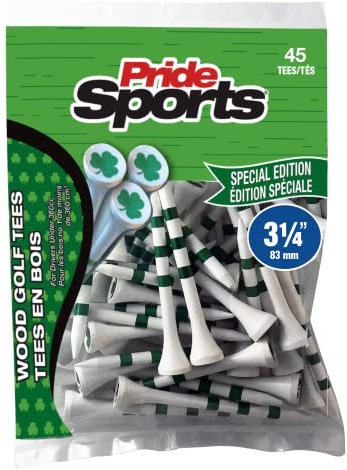 PrideSports Unisex-Erwachsene Special Edition Wood-3 1/4-Shamrock-45 Count Golf-Tees, Grün