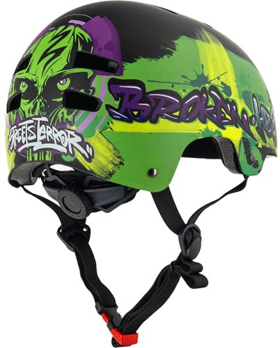 Broken Head Street Terror - Skaterhelm und Fahrradhelm - für MTB, BMX, Skates und Skateboard - Größenverstellbar (XS/S (48-54 cm))
