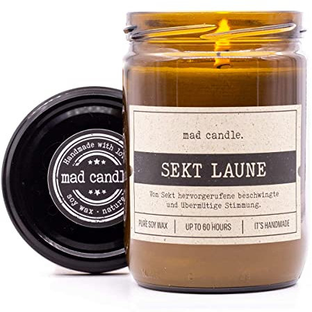 Mad Candle Duftkerze mit Spruch | Sektlaune | Geschenk für beste Freundin | Lustige Kerze zum Verschenken an Freunde und Familie | Geburtstagskerze