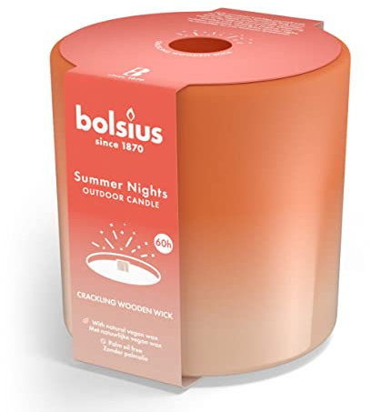 Bolsius - Summer Nights - Outdoorkerze - 1 Stück - Im Glass - Terracotta & Elfenbeinweiß - Brenndauer 60 Stunden