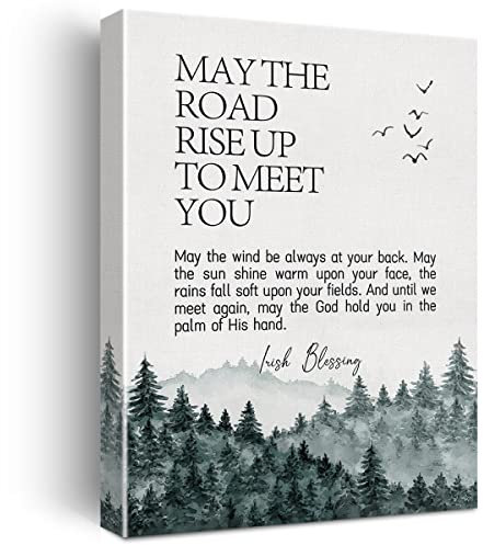 Irish Blessing May the Road Rise Up to Meet You Canvas Wall Art Inspirational Decor Motivational Poster Picture Artwork 29,2 x 38,1 cm, Painting Gift for Dorm Office Home Decor (Wooden Framed)