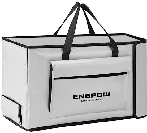 Akku Tasche Ebike Batterie Tasche Feuerfeste bis 2000°F Explosionsgeschützte Lipo Bag kompatibel mit 2 E-Bike Akkus Dick Stoßfester Sichere Batteriebox Aufladung Transport Lagerung 45 x 12 x 25 cm