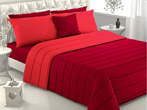 Viterbo Biancheria Piumone Una Piazza e Mezza, Trapunte Invernali Piazza e Mezza Made in Italy Imbottitura di 300 GR/MQ, Coperta Copriletto (Bordeaux/Rosso, 1 Piazza E Mezzo)