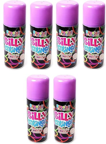 SDMAX 6 x Assorted Colours Silly String Spray for Kids: Glow in the Dark Fun, Perfect for Childrens Birthday Parties and Celebration Occasions