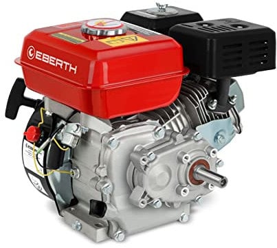 EBERTH 6,5 PS 4,8 kW Benzinmotor Standmotor Kartmotor mit Reduktionsgetriebe 2:1, Benzin Motor mit 20 mm Ø Welle, Ölmangelsicherung, 4-Takt, 1 Zylinder, 196 ccm Hubraum, Antriebsmotor mit Getriebe
