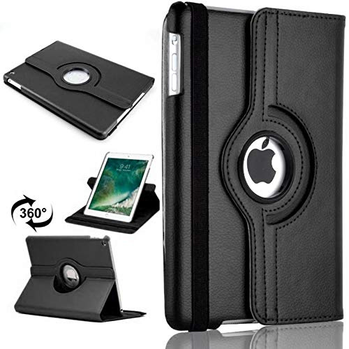 360 Rotate Cover for iPad Air 1st Generation (2013) & iPad Air 2 (2014) PU Leather Swivel Case with Multi-Angle Stand Feature (Black)