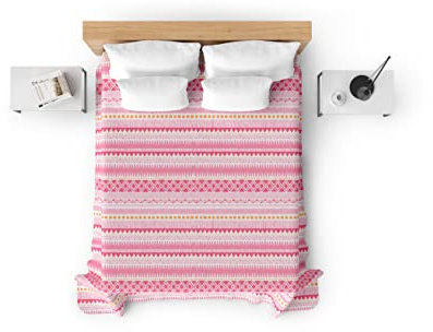 CosìCasa - Trapuntino una Piazza e Mezza 210X250 cm | Copriletto Una Piazza e Mezzo Primaverile/Autunnale | Trapunta Primaverile Leggera (80 gr/mq) | Trapunte Geometrie Rosa