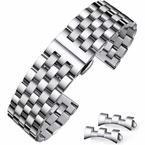 HEYOZURY Edelstahlarmband für Uhr,Metall Uhrenarmbänder Geeignet Ersatzband Armbänder für Damen&Herren,18mm 19mm 20mm 21mm 22mm 24mm Edelstahl Uhrenarmbänder