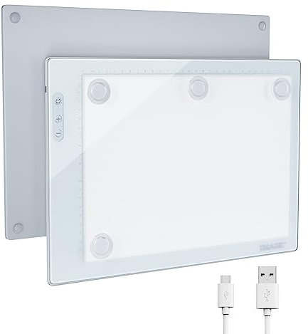 IMAGE LED-Licht-Pad, A4, wiederaufladbar, magnetische Lichtbox, ultradünn, USB-betrieben, mit Speicherfunktion, Tracking-Pad, ideal für Animation, Tattoo, Skizzieren und Design (6000 K Weiß)