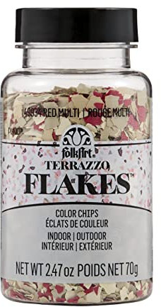 FolkArt, Terrazzo-Flocken, dekorativ, matt, für Heimwerker, Innen- und Außenbereich, Kunst- und Bastelprojekte, 49934, Rot, mehrfarbig, 70 g