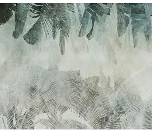 decomonkey Fototapete Pflanzen 350x256 cm Design Tapete Fototapeten Vlies Tapeten Vliestapete Wandtapete moderne Wand Schlafzimmer Wohnzimmer Blätter Baum Laub Natur Grün Beige