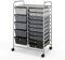 COSTWAY 15 Drawers Storage Trolley, Home Office Stationary Rolling Cart with 4 Wheels, Multipurpose Mobile Organiser Shelving Unit for Makeup Beauty Salon (Gradient Black with Silver Frame)