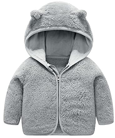 UnoSheng Manteau d'hiver coupe-vent à capuche pour bébé garçon, gris, 3-6 mois