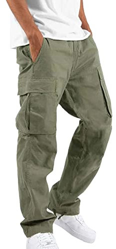 Pantalon Cargo Homme Pantalons Jogging de Travail Sport Survêtement avec Poches Fonctionnelles Pants Coupe Décontractée Cordon de Serrage Grande Taille Joggers Militaire Baggy Pants