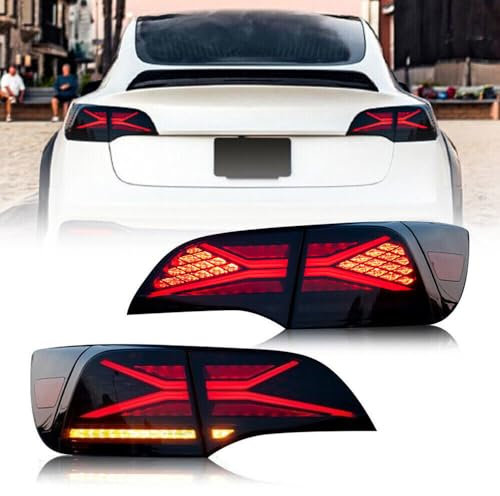 XENITE Auto Smoke LED Rücklicht Rückleuchte Sequentielle Montage DRL Signal Plug Play für Tesla Model 3/Y 2017 2018 2019 2020 2021 2022 2023 2024 Zubehör