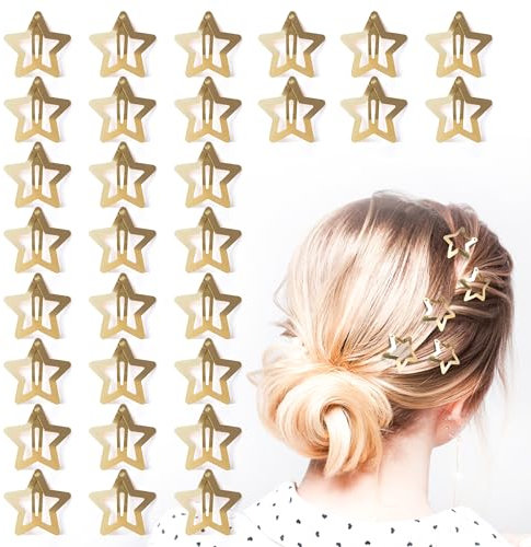 Dalababa Pinze Per Capelli, 30 Pezzi Mollette per Capelli a Stella, Fermagli per Capelli di Metallo per Ragazze, Donne e Bambina (Oro)