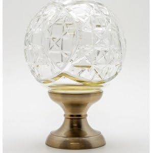 Boule de rampe cristal transparent Mousson pied gris nickel