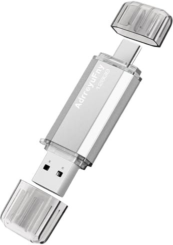 AdrreyuFny Chiavetta USB C 128GB Pen Drive USB 2.0 OTG Flash Drive 2 in 1 Memory Stick 128 Gbyte Type C Pennetta USB Pendrive per PC/Laptop/Tablet, Smartphone con USB-C (Argento)