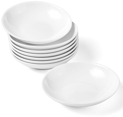 Leegg Small White Snack Bowls Ceramic Dip Bowls Little Serving Plates for Sauce Ingredients Nuts (8 White)