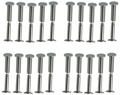 Générique WNJun 20 Pièces Double Rivets Tubulaires, Chicago Rivet, pour Cuisine Hachoir Couteau Poignée Rivets De À Tête Plate, (Couleur : Stainless Steel)