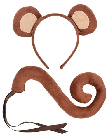KRYMSON 1-teiliges Affenkostüm-Set, Affen-Stirnband, Affenschwanz, Tierkostüm-Set, Kinder-Erwachsenen-Cosplay-Set, Tierkostüm-Cosplay-Set, Halloween-Tierkostüm