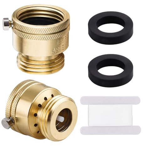 2 PCS Brass Vacuum Breaker, 3/4'' Solid Lead-Free Compliant Brass Anti-Siphon Hose Bib Valve, Backflow Preventer for Garden Hose Check Valve, Garden Spigot RV