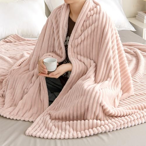 EMEMA Couverture Plaid Flanelle Velours Canapé Chambre Sofa 1 Pièce Peut Ëtre Utilisé dans Douce Fourrure Polaire Douce et Chaude Bébé 150x200 cm Rose