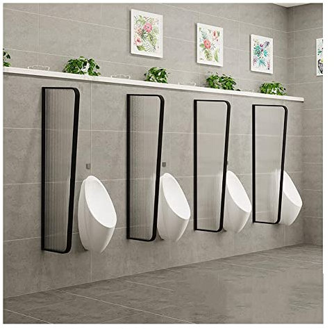 NOALED Urinal-Sichtschutz-Toilettentrennwand, Urinal-Sichtschutzplatten, wandmontierter Urinal-Trennschutz, Edelstahlrahmen und durchscheinende Glasscheibe